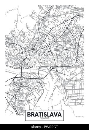 Vector map of Bratislava. Street map poster illustration. Bratislava ...