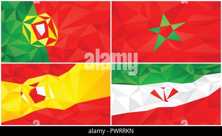 Low poly flag, abstract polygonal triangular background set 2 template for your design Stock Vector