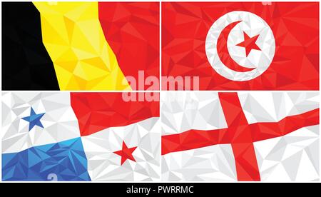 Low poly flag, abstract polygonal triangular background set 7 template for your design Stock Vector