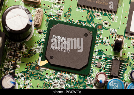 Epson CPU on printer circuit board - USA Stock Photo