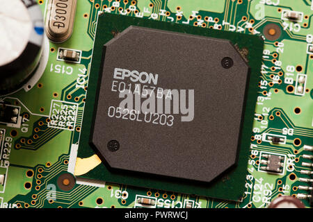 Epson CPU on printer circuit board - USA Stock Photo