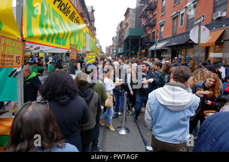 The scene at the Lower East Side Pickle Day 2018 in New York, NY. October 14, 2018 Stock Photo