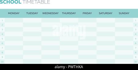 School timetable vector planner for a week Stock Vector