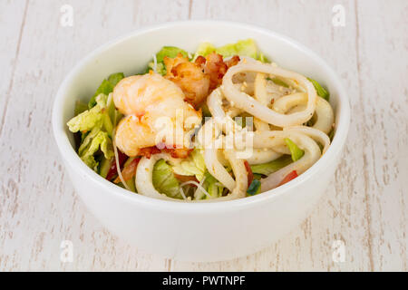 Cellophane noodles with prawns and squids Stock Photo