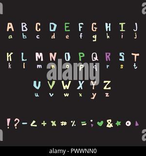Cute letters vector. Handwritten font. Stock Vector