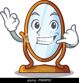 Call me big dressing mirror isolated on mascot Stock Vector