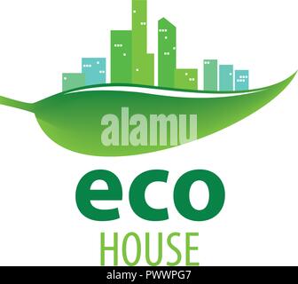 Eco house sign. Vector illustration on white background Stock Vector