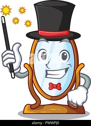 Magician big dressing mirror isolated on mascot Stock Vector