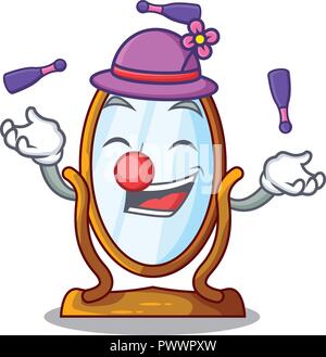 Juggling big dressing mirror isolated on mascot Stock Vector