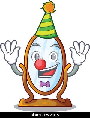 Clown big dressing mirror isolated on mascot Stock Vector