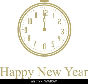 New Year Clock, greeting Stock Vector