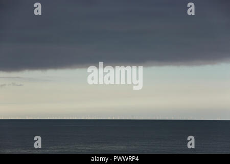 General view of the Rampion Wind Farm on the South Coast of England, UK ...