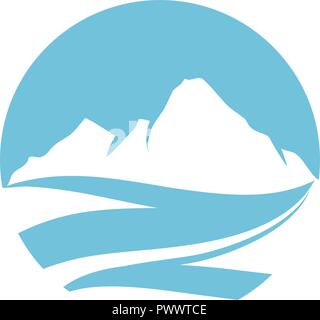 mountain, winter scene, logo icon Stock Vector