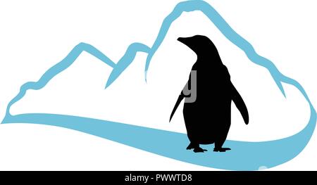 penguin and cold winter mountain Stock Vector