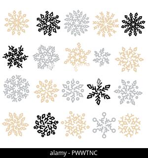 Set of snowflakes. Holiday collection. Snowflakes collection isolated on white background. Vector illustration. Stock Vector