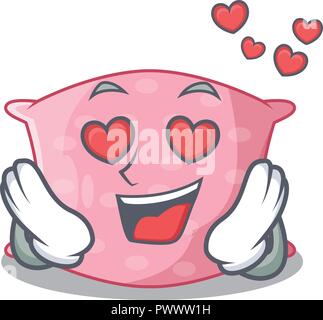 In love cartoon cute pillow next to bed Stock Vector