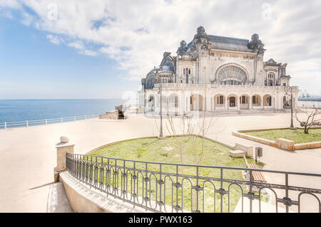 Exterior view of the beautiful abandoned casino in Constanta, Romania, overlooking the Black Sea. Stock Photo