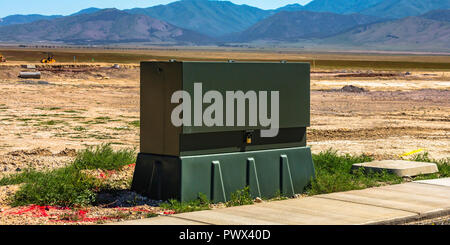 Power box in a construction zone on a sunny day Stock Photo