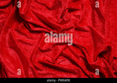 luxury red panne velvet drape background texture Stock Photo