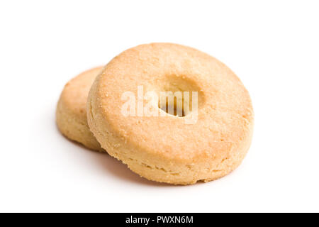 Sweet buttery biscuits isolated on white background. Stock Photo