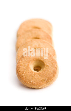 Sweet buttery biscuits isolated on white background. Stock Photo