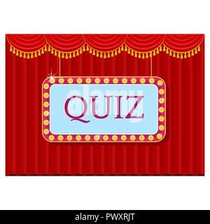Young cheerful people participate in entertainment quiz. Stock Vector
