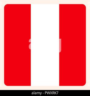 Peru square flag button, social media communication sign, business icon. Stock Vector