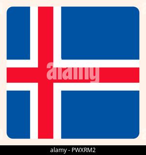 Iceland square flag button, social media communication sign, business icon. Stock Vector