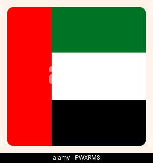 United Arab Emirates square flag button, social media communication sign, business icon. Stock Vector