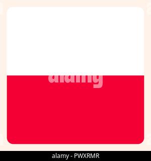 Poland square flag button, social media communication sign, business icon. Stock Vector