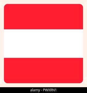 Austria square flag button, social media communication sign, business icon. Stock Vector