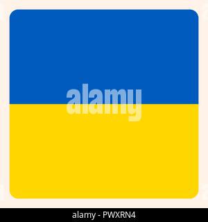 Ukraine square flag button, social media communication sign, business icon. Stock Vector