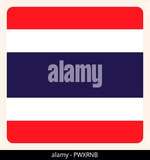 Thailand square flag button, social media communication sign, business icon. Stock Vector