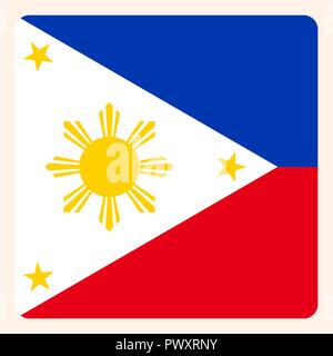Philippines square flag button, social media communication sign, business icon. Stock Vector