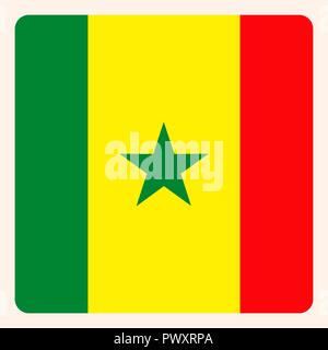 Senegal square flag button, social media communication sign, business icon. Stock Vector