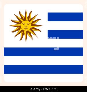 Uruguay square flag button, social media communication sign, business icon. Stock Vector