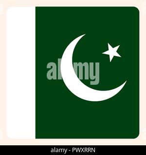 Pakistan square flag button, social media communication sign, business icon. Stock Vector