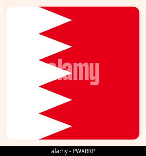 Bahrain square flag button, social media communication sign, business icon. Stock Vector