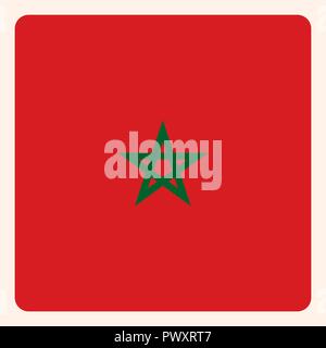 Morocco square flag button, social media communication sign, business icon. Stock Vector