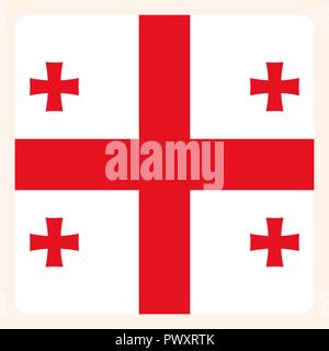 Georgia square flag button, social media communication sign, business icon. Stock Vector
