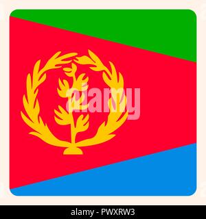 Eritrea square flag button, social media communication sign, business icon. Stock Vector