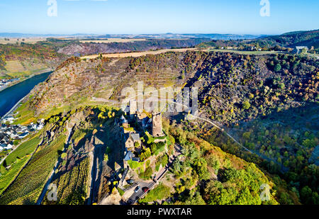 Burg Thurant, a ruined castle at the Moselle river in Germany Stock Photo