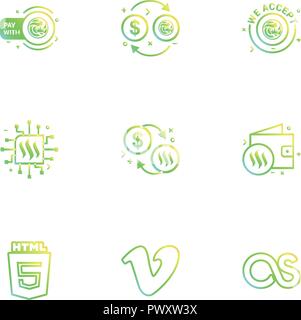 html 5 , vimeo , lastfm ,Nexus , nxs , crypto , currency , crypto cuurency , money , exchange , coin , dollar , graph , icon, vector, design,  flat,   Stock Vector