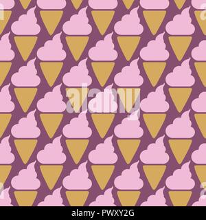 Ice cream cone seamless pink pattern background Stock Vector
