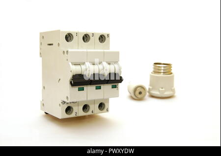 old and new fuses on a white background Stock Photo