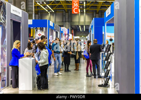 Bologna, Italy.  17th October, 2018. visitors visit the fair.  AMBIENTE LAVORO is the first Italian fair dedicated to safety and health at work. GoneWithTheWind/Alamy Live News Stock Photo