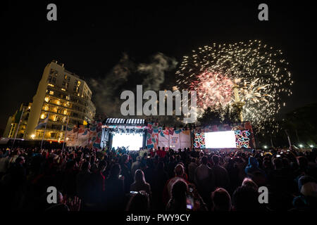 Buenos Aires, Argentina. 18th Oct, 2018. Closing Ceremony of the Youth Olympic Games at the Youth Olympic Village in Buenos Aires, Argentina. Credit: Marcelo Machado de Melo/FotoArena/Alamy Live News Stock Photo