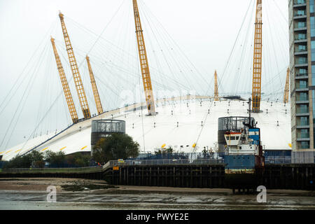 The Millennium Dome now known as The O2 Arena on the Bank of the River Thames on the Greenwich Peninsula South East London United Kingdom UK Stock Photo