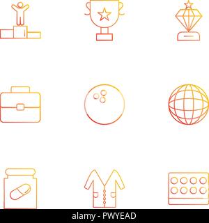 Award Position, Breifcase, Medicine,Trophy , diamond, bowling ball  , globe, world , lab coat , medical , logo, design, vector, sign, label, symbol, i Stock Vector