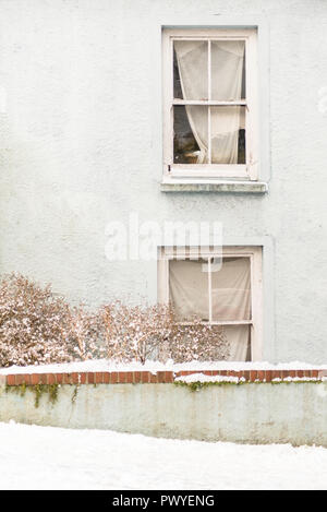Front view of an English house after the snow. Falmouth, Cornwall Stock Photo